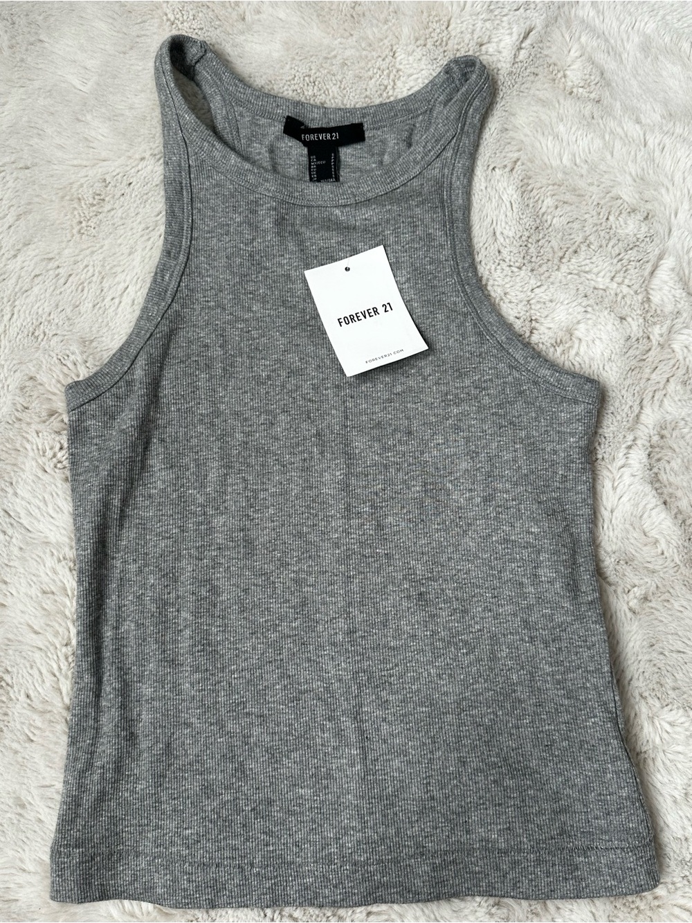 Forever 21 Heather Gray Ribbed High-Neck Tank